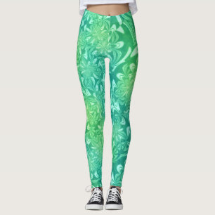 leggings de flores batidas verdes