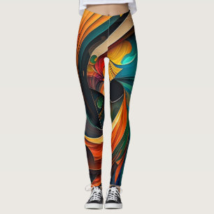 Leggings de flores bonitas de abstrato art