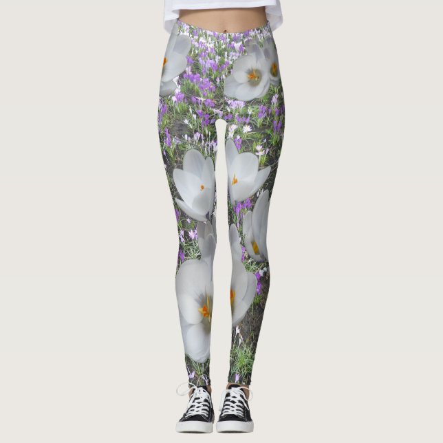 Leggings de Flores de Mola Brancas (Frente)