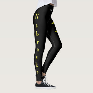 Leggings de Flores Goldenrod do Estado Negro de Ne