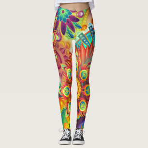 leggings de flores psicodélicas