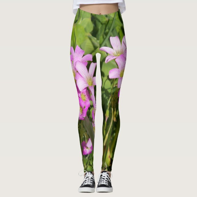 leggings de flores silvestres Oxalis, cor-de-rosa (Frente)