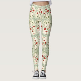 Leggings de flores vermelhas e pinheiros estilo ja