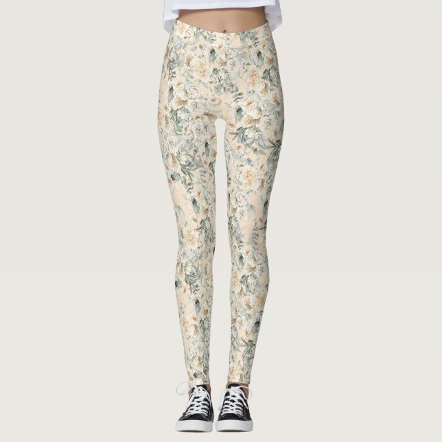 Leggings de Flores Vintage em Aquarela Bonitas (Frente)