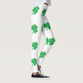 Leggings de folha de trevo verde