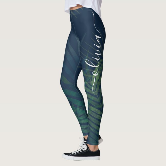 Leggings de Folha Verde Escuro - Botânica Tropical (Esquerda)
