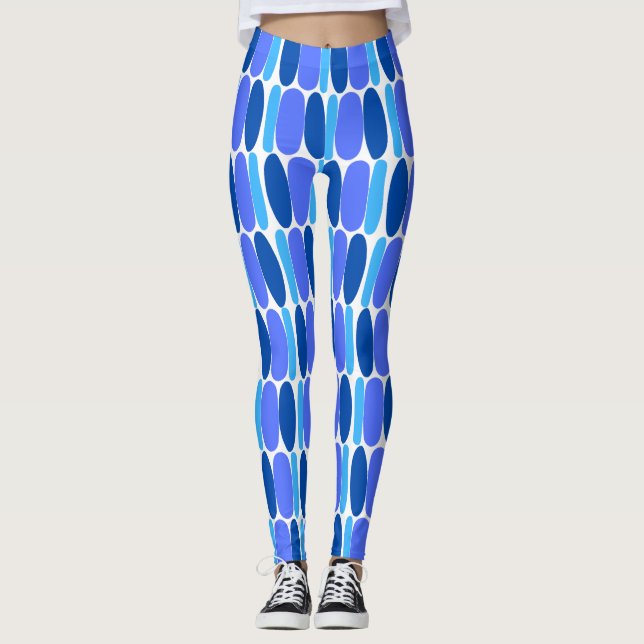 Leggings de Formas Coloridas de Padrão Azul (Frente)
