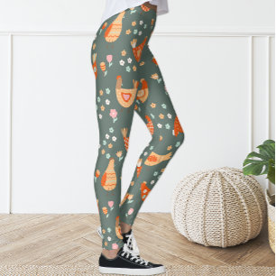 Leggings de frango verde-alaranjado e agradável