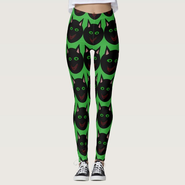 Leggings de Gatos Pretos do Halloween (Frente)