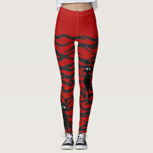 leggings de gatos pretos e vermelhos