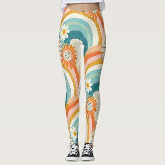 Leggings de ginásio de ioga com arco-íris pastel e