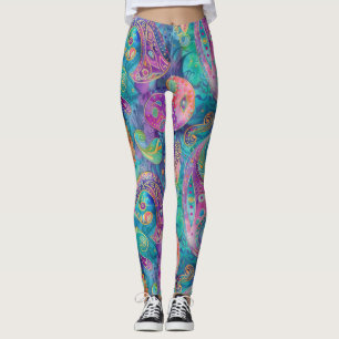 Leggings de ginásio de yoga paisley coloridas