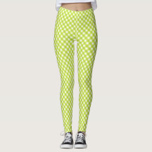 Leggings de Gingham, branco-limão