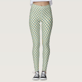 Leggings de Gingham Verde-Castanho