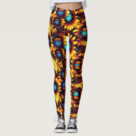 Leggings de girassóis luminosos