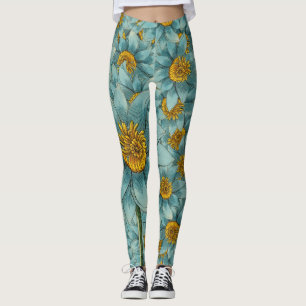 Leggings de girassol amarelo e lacrimejante