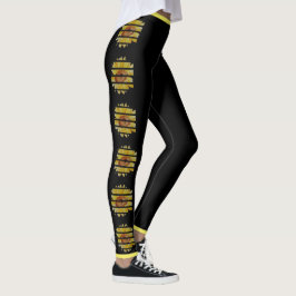 Leggings de girassol preto com trilha amarela