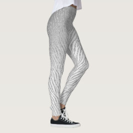 Leggings de glitter de prata de impressão animal