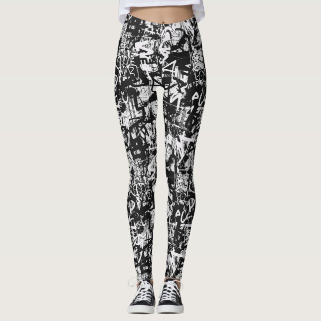 Leggings de Grafite preto e branco em chic urbano (Frente)