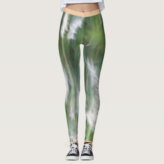 Leggings de grama desfocada com aro de pêssego (Frente)