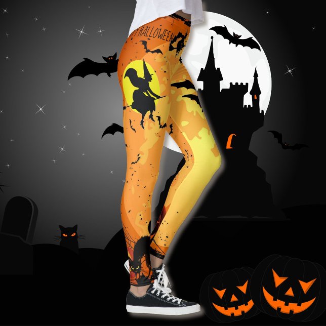 Leggings De Halloween As Aranhas De Bruxas Bats! (Criador carregado)