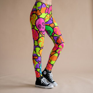 Leggings de Halloween com Estampa de Caveira Doces