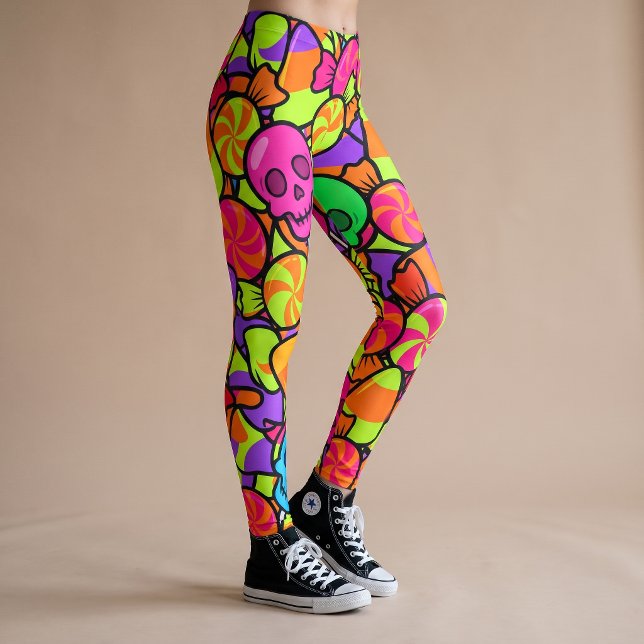 Leggings de Halloween com Estampa de Caveira Doces (Criador carregado)