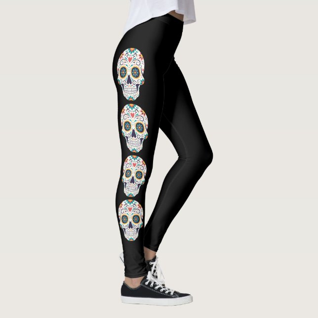 Leggings de Halloween com Silhueta de Caveira Bran (Direita)