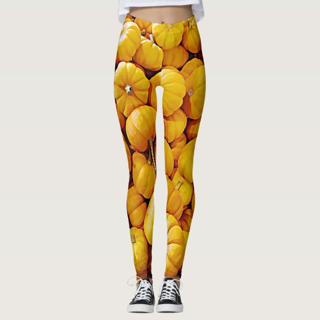Leggings de Halloween de Outono do Remendo da Abób (Frente)