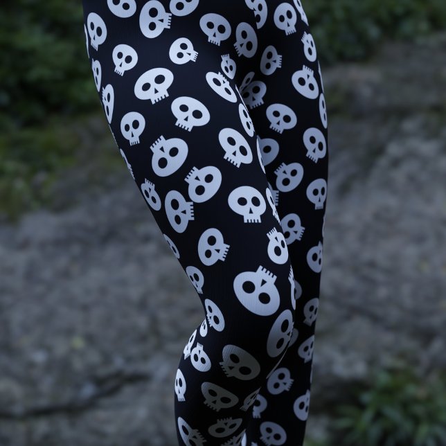 Leggings de Halloween do Gótico de Padrões Cutâneo (Cute skull pattern leggings perfect for Halloween fun!)