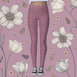 Leggings de Harmonia Floral e Geométrica