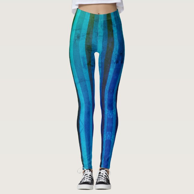 Leggings de humor aquático com tiras azuis (Frente)