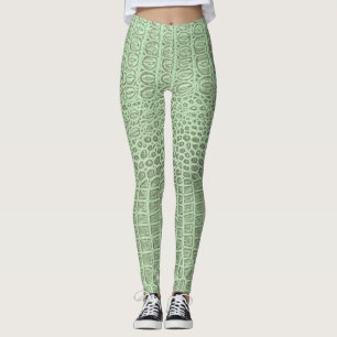 Leggings de Impressão de Alligador Verde e Calças