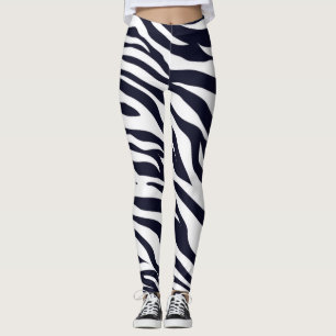 Leggings de impressão de animais brancos e negros,