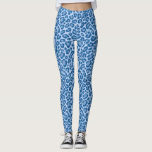 Leggings de impressão de animais-leopardo azul