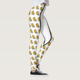 Leggings de Impressão de Capacetes Dourados de Fut