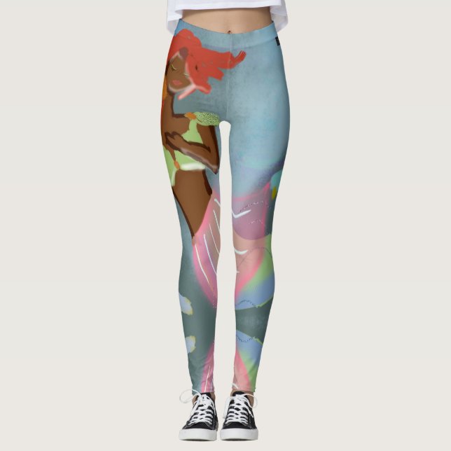 Leggings de Impressão de Cheio de Sereia Chic (Frente)