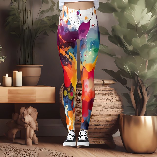 Leggings de Impressão de Cores Aquáticas, de cor d (Criador carregado)