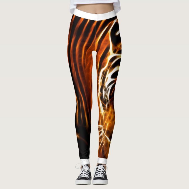 Leggings de Impressão de faixa de Tigre e Calças d (Frente)