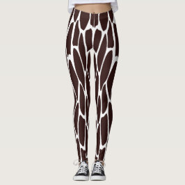 Leggings de Impressão de Girafa Marrom e Branca
