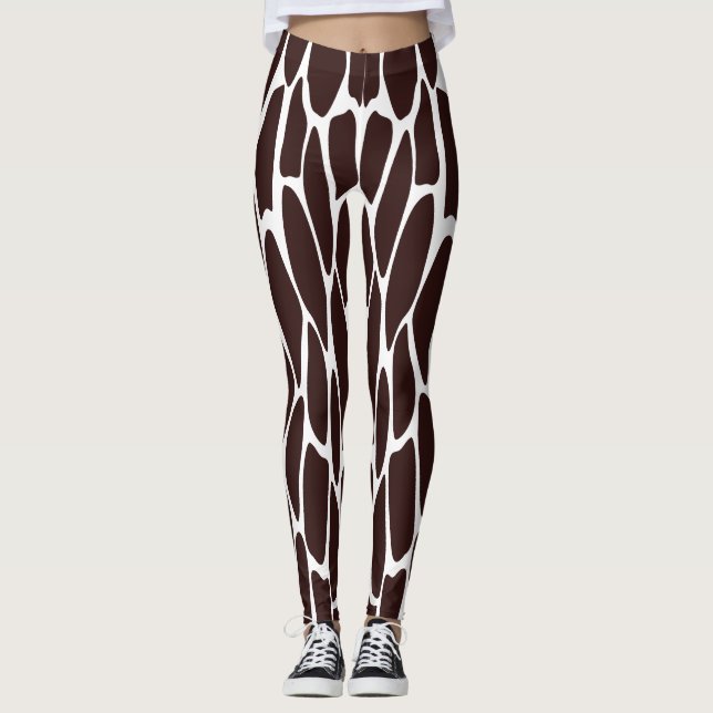 Leggings de Impressão de Girafa Marrom e Branca (Frente)