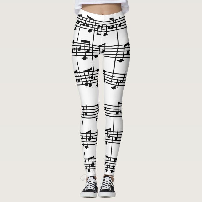 Leggings de Impressão de Pontuação Musical (Frente)