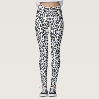 Leggings de impressão do leopardo branco e preto c