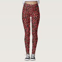 Leggings de impressão do leopardo vermelho
