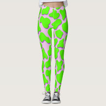 Leggings de impressão em animais de vacas verdes n