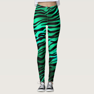 Leggings de Impressão Tiger e Zebra Verde Shimmera