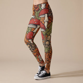 Leggings de Ioga de Perna de Aranha de Cogumelo de