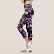 Leggings de Ioga Floral de Ameixa Luxo para Mulher