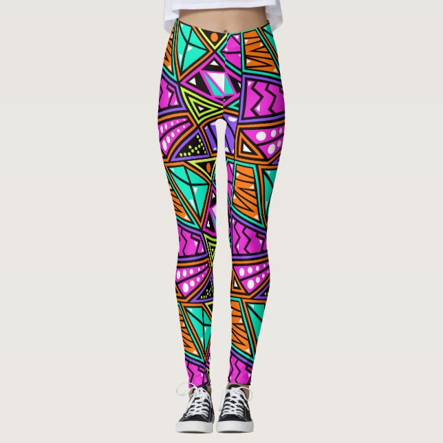 leggings de ioga multicolores de diamante roxo aqu (Frente)