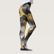 Leggings de Ioga ou Leggings Pretas Douradas Abstr
